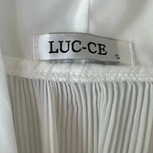 LUC-CE Womens Puff Half Sleeve Tunic Lace Up Bow Patchwork Ruffles Blouse - Picture 4 of 8